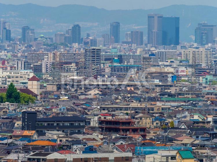 大阪の市街地の風景 大阪市,柏原市,ビル群の写真素材