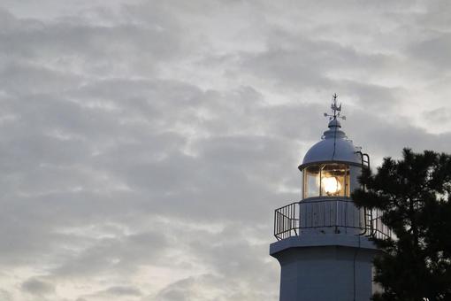 清水灯台 灯台,夕方,夕日の写真素材