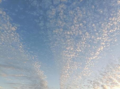 Scaly clouds spreading across the evening sky, JPG
