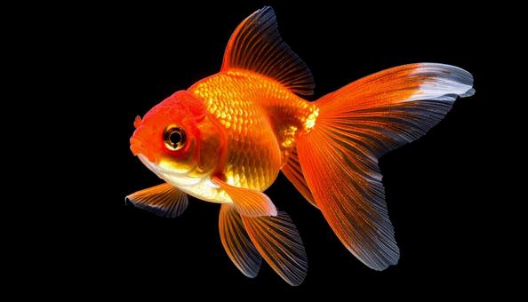 気持ちよさそうに泳ぐ赤い金魚 気持ちよさそうに泳ぐ赤い金魚の写真