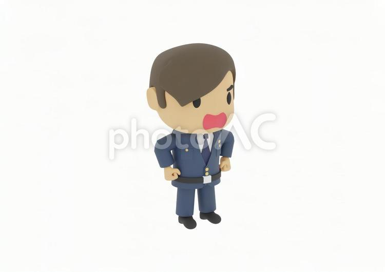 大声で怒鳴る怒る若い男性警察の警視庁警官 婦警,警察官,パトカーの写真素材