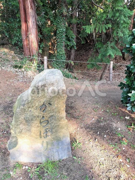 大庭城址公園のからぼりと石碑 大庭城址公園,空堀,神奈川県の写真素材
