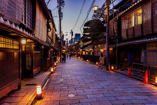 京都府　祇園の町並み 祇園,京都,街並みの写真素材