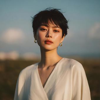 柔らかな光の中の女性 柔らかな光の中の女性の写真