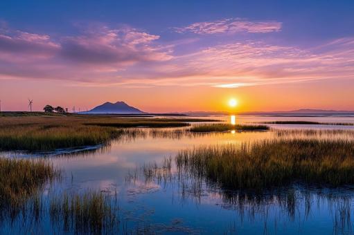 湿原夕映え 湿原夕映えの写真
