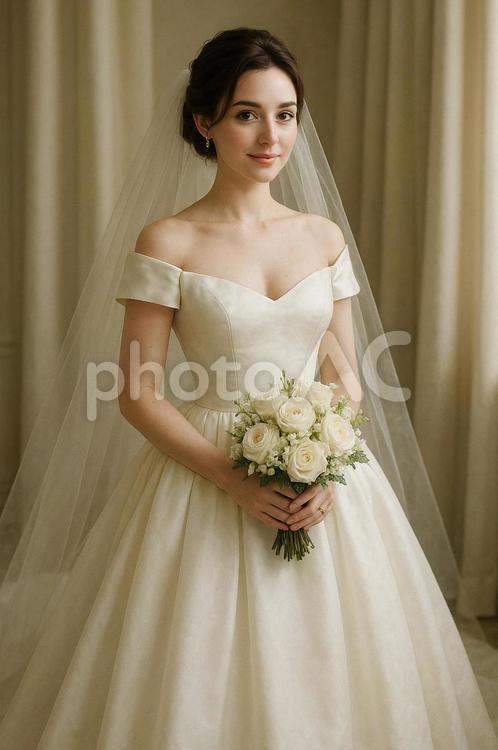 ウエディングドレスを着た花嫁 ウエディングドレス,女性,花嫁の写真素材