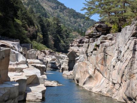 中山道の奇岩怪石景勝地、寝覚の床② 中山道の奇岩怪石景勝地、寝覚の床② 中山道,木曽路,木曽路のランドマークの写真素材