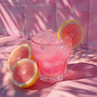 夏にぴったりな爽やかピンクレモネード 夏にぴったりな爽やかピンクレモネードの写真