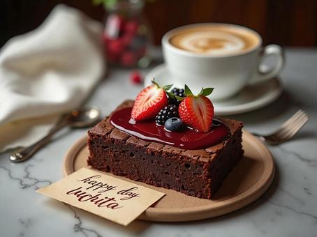 美味しそうなチョコレートケーキの写真