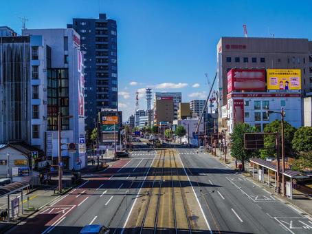 【高知県】高知市・はりまや橋周辺 はりまや橋駅,大通り,高知市の写真素材
