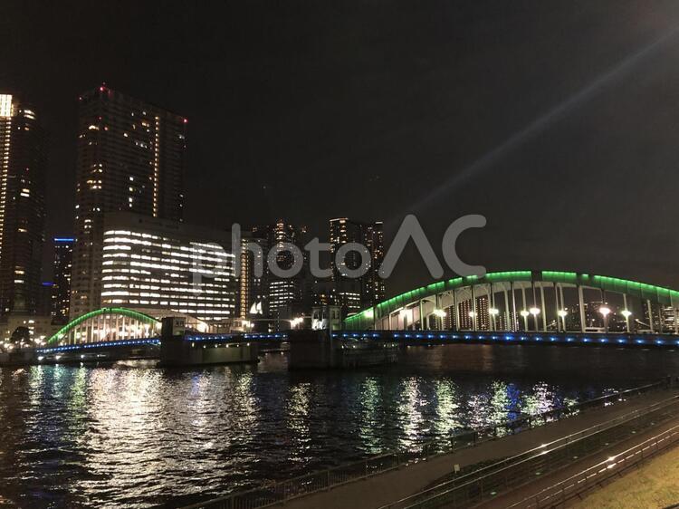 かちどき橋の夜景 クリスマス,xマス,イルミネーションの写真素材