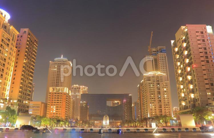 台湾　台中市の市街地の夜景 海外,外国,アジアの写真素材