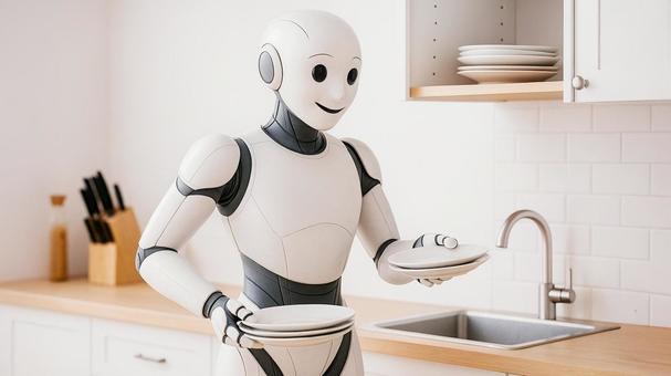 皿を運ぶ家事ロボットのイメージ 皿を運ぶ家事ロボットのイメージの写真