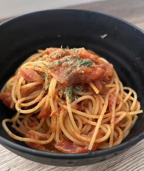 トマトパスタ ご飯,夜ごはん,手作りの写真素材