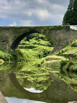 通潤橋 水道橋,通潤橋,水面の写真素材