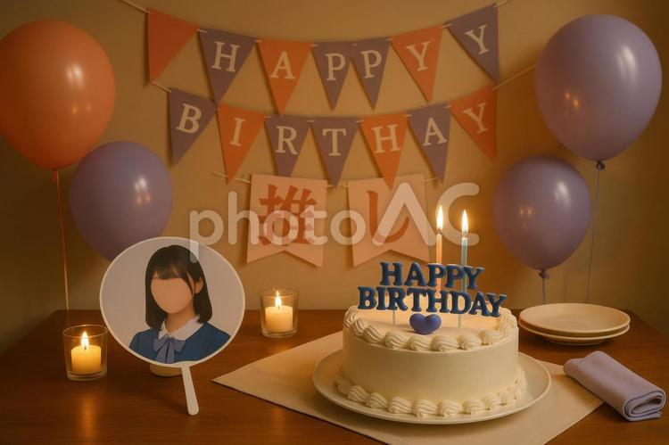 推しの誕生日を祝う飾り付け 推し活,誕生日,装飾の写真素材