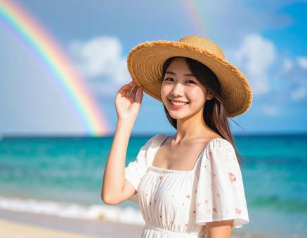 虹のリゾート・麦わら帽子の彼女 虹のリゾート・麦わら帽子の彼女の写真