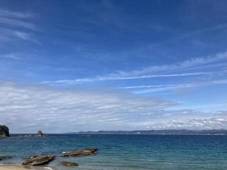 青空と海 空,自然,晴れの写真素材