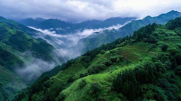 自然と共存する棚田の風景 自然と共存する棚田の風景の写真