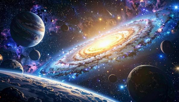 多くの惑星が浮かぶ幻想的な銀河 多くの惑星が浮かぶ幻想的な銀河の写真