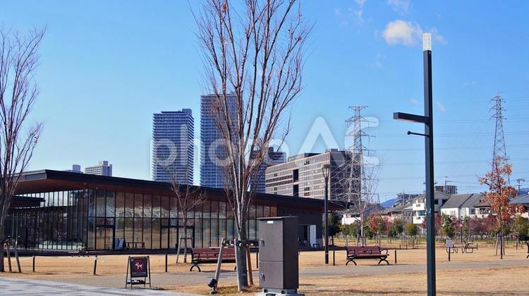 冬の安満遺跡公園より高槻の都心を望む 安満遺跡,遺跡公園,弥生時代の写真素材