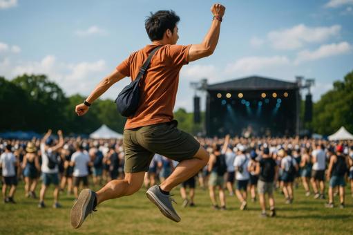 ジャンプする日本人の男性 ジャンプする日本人の男性の写真