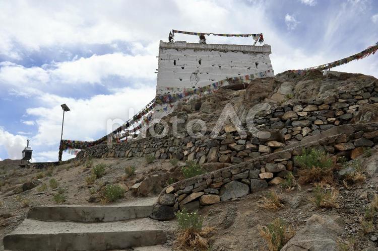 インド　ラダック　レー　仏塔 インド,チベット,ラダックの写真素材