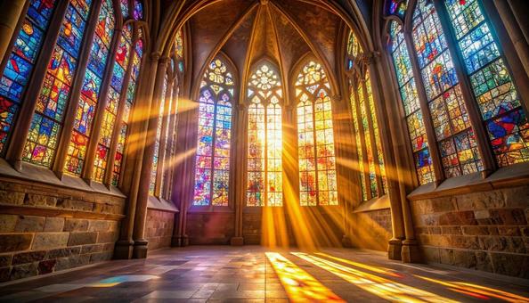 ステンドグラスに包まれる祈りの空間 ステンドグラスに包まれる祈りの空間の写真