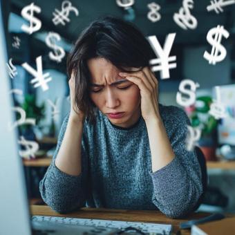 悩む女性の写真