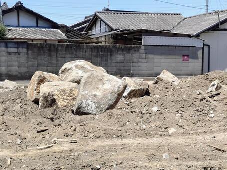 解体現場の岩石 工事現場,建設現場,宅地造成の写真素材