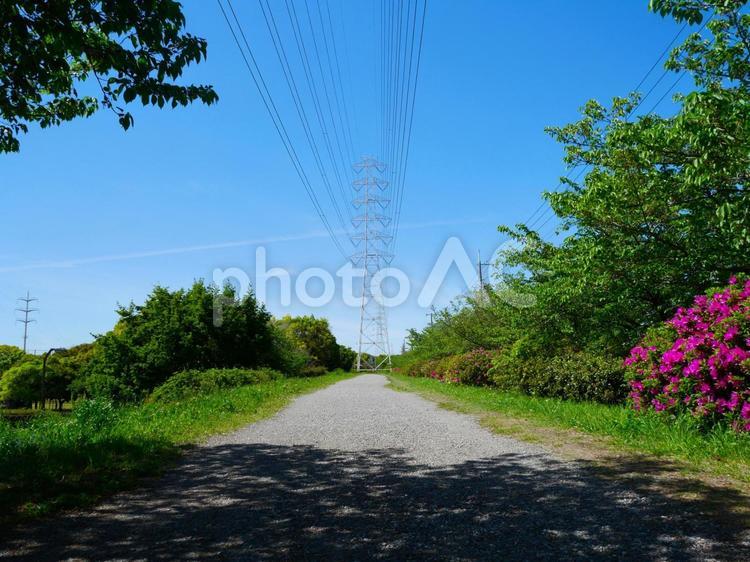 鉄塔のある風景 鉄塔,風景,空の写真素材
