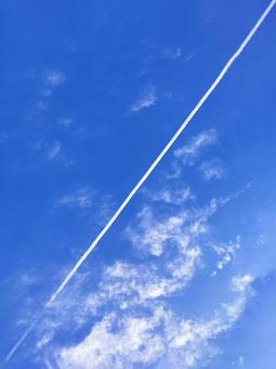 飛行機雲 飛行機雲の写真