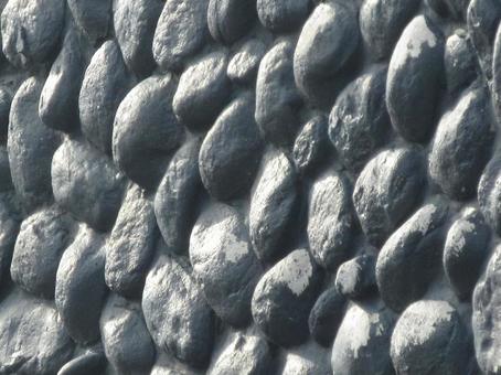 黒曜の連なりの石垣 石,壁,石垣の写真素材