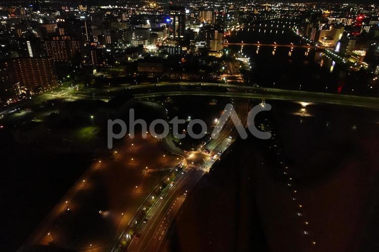 【新潟】新潟市の夜景 夜景,ばかうけ展望台,街並みの写真素材