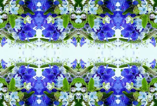 ブルーとグリーンの花柄イメージ素材 ブルーとグリーンの花柄イメージ素材の写真