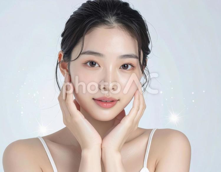 若い女性のスキンケアイメージ 女性,スキンケア,美容の写真素材