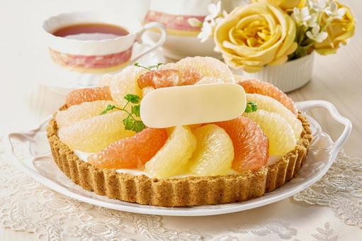 グレープフルーツタルト グレープフルーツタルト フルーツタルト,タルト,レアチーズケーキの写真素材