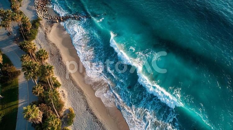 南国の海の空撮 ビーチ,海,エメラルドグリーンの写真素材
