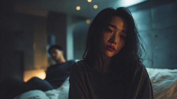 夫婦の間に広がる静寂の写真