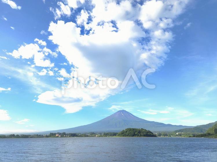 夏の富士山と河口湖 富士山,河口湖,富士五湖の写真素材