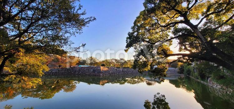 街並み　岡山　岡山城の朝 街並み,風景,お城の写真素材