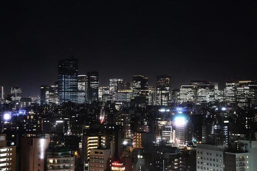 １０月中旬の両国からの都心の夜景 街並み,都心,高層ビル群の写真素材