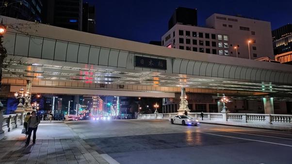 夜の日本橋中央通り 日本橋,夜景,中央通りの写真素材