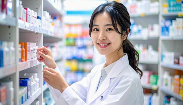 笑顔で働く薬剤師 笑顔で働く薬剤師の写真