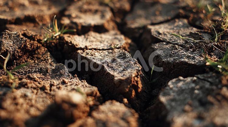 乾燥した地面のひび割れ：厳しい自然環境 ひび割れ,乾燥,大地の写真素材
