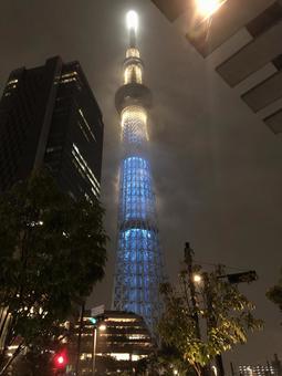摩天楼 摩天楼 摩天楼,夜景,イルミネーションの写真素材