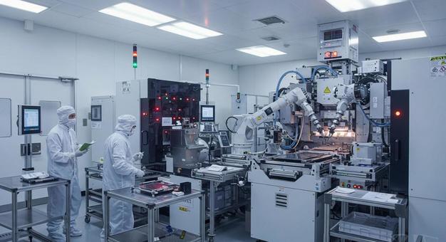 最先端の半導体製造クリーンルーム 最先端の半導体製造クリーンルームの写真