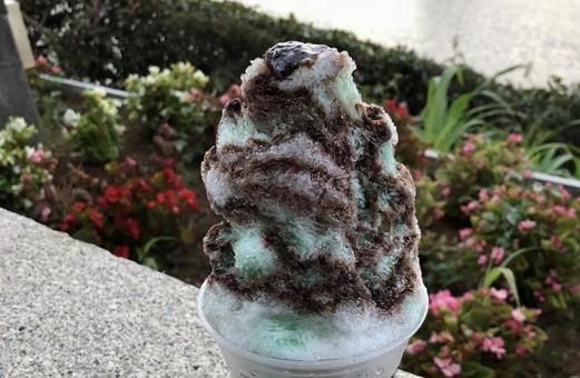 かき氷 かき氷 カキ氷,チョコ,ミントの写真素材
