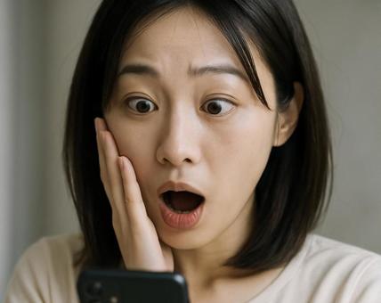 驚く女性 驚く女性の写真