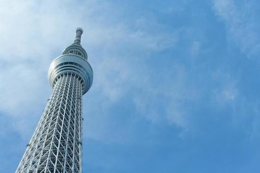 青空とスカイツリーの写真